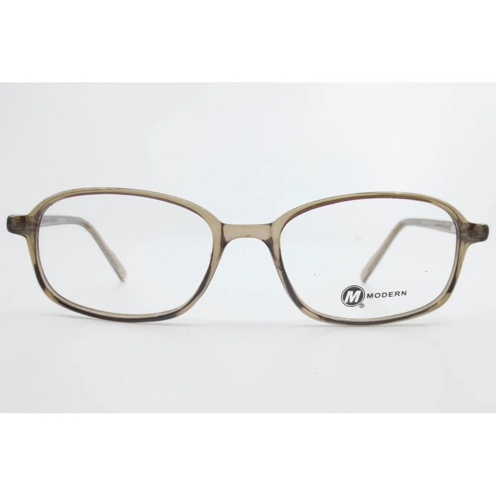 Modern BJRT Grey Oval Eyeglass Frames 54-17-145 Translucent Neutral Glasses